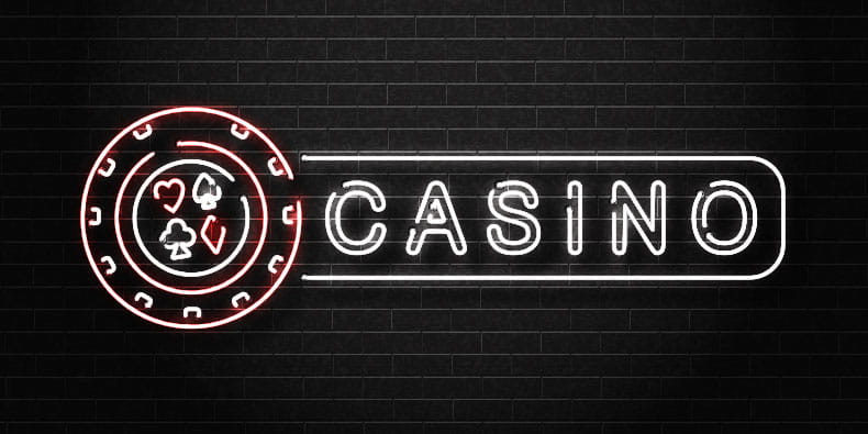 A luminescent Casino Sign on the Building Sidewall